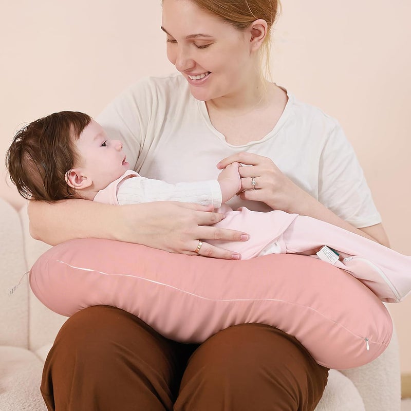 FUNUPUP Rayon Made from Bamboo Nursing Pillow Cover Compatible with Boppy Nursing Pillow, Stretchy Baby Nursing Covers for Breastfeeding Pillows for Boys Girls, Pink - Image 5